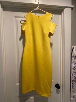 Calvin Klein Yellow Size 6 Midi Cocktail Dress on Queenly