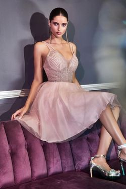 Ladivine Pink Size 16 Plunge Backless Fitted Cocktail Dress on Queenly
