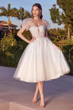 Ladivine White Size 8 Corset Flare Sleeves A-line Dress on Queenly