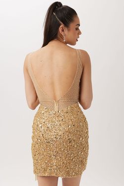Style V-60106 Vienna Gold Size 4 Pageant V-60106 Cocktail Dress on Queenly