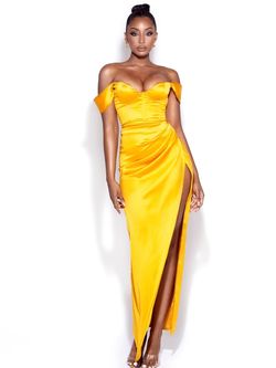 Style 2299MC30 Miss Circle Gold Size 0 Prom Jersey Floor Length Wedding Guest Side slit Dress on Queenly