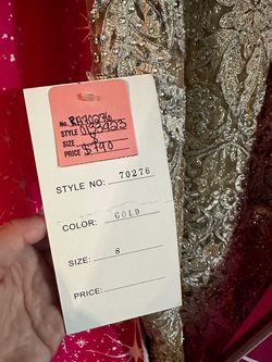 Style 70276 Rachel Allan Nude Size 8 Floor Length Prom Plunge Train Dress on Queenly