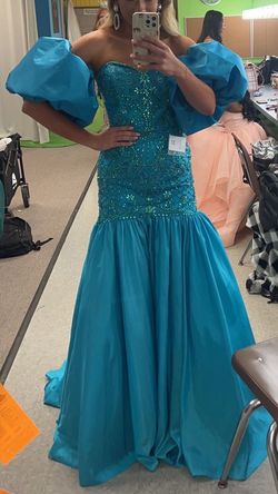 Sherri Hill Blue Size 2 Turquoise Pageant Floor Length Mermaid Dress on Queenly