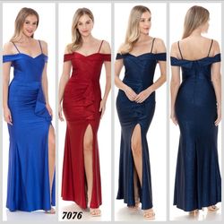 Style 7076 Joel Blue Size 0 Prom Black Tie Floor Length Side slit Dress on Queenly