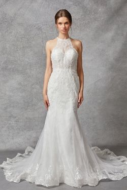 Style GPW2176 Bicici & Coty White Size 4 Bicici And Coty Gpw2176 Jewelled Halter Mermaid Dress on Queenly
