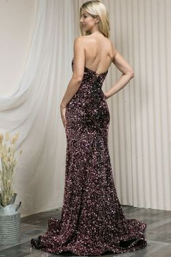 Style 392 Amelia Couture Pink Size 6 Strapless Tall Height Sequined Mermaid Dress on Queenly
