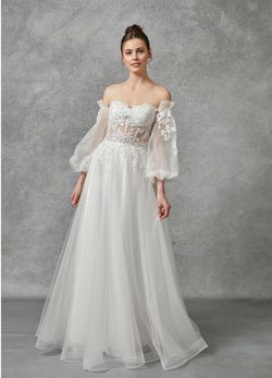 Style WF666 Bicici & Coty White Size 12 Plus Size Floor Length Tall Height Embroidery A-line Dress on Queenly