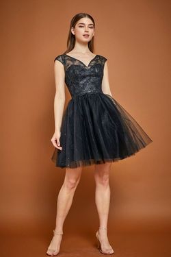 Style MD2316S Bicici & Coty Black Size 4 Prom Polyester Tall Height Cocktail Dress on Queenly