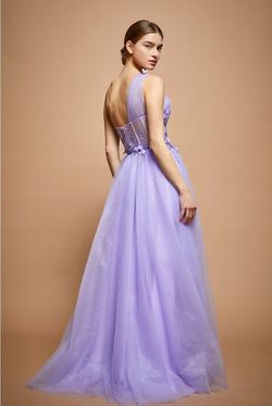 Style YD0214 Bicici & Coty Purple Size 12 One Shoulder Embroidery Floor Length Ball gown on Queenly