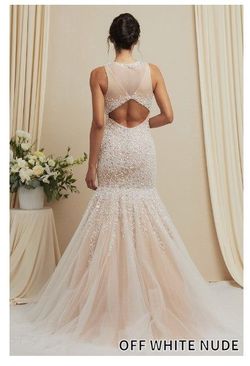 Style SR12110 Bicici & Coty Nude Size 8 Bicici And Coty Sequined Pageant Mermaid Dress on Queenly