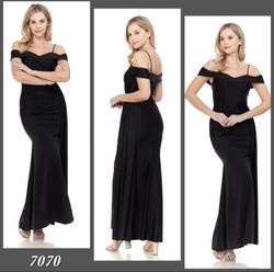 Style 7070 Joel Black Size 16 Floor Length Side slit Dress on Queenly