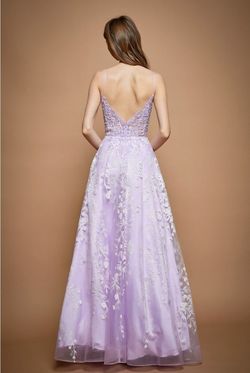 Style DA2215 Bicici & Coty Purple Size 12 Plus Size V Neck Floor Length A-line Dress on Queenly