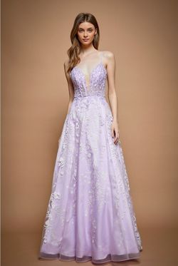 Style DA2215 Bicici & Coty Purple Size 12 V Neck Floor Length A-line Dress on Queenly