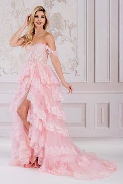 Style TM1012 Amelia Couture Pink Size 2 Mini Sheer Tall Height Corset Side slit Dress on Queenly
