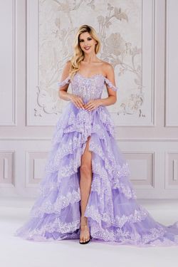 Style TM1012 Amelia Couture Purple Size 4 Custom Tm1012 Black Tie Side slit Dress on Queenly