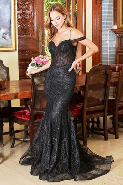Style 3075 Adora Design Black Size 0 Tall Height Floor Length Shiny Mermaid Dress on Queenly