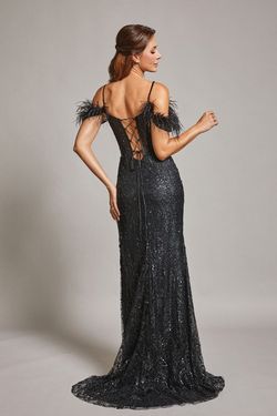 Style DA2203 Bicici & Coty Black Size 0 Feather Tall Height Side slit Dress on Queenly