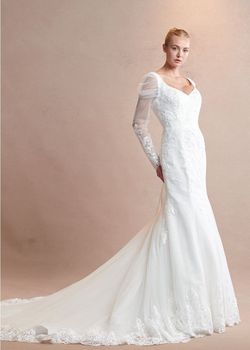 Style ACW29040 Bicici & Coty White Size 4 Polyester Acw29040 Tulle Floor Length Mermaid Dress on Queenly
