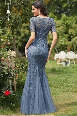 Style 2 Amelia Couture Blue Size 10 Floor Length Mermaid Dress on Queenly