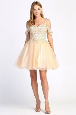 Style 1006 Adora Design Nude Size 4 A-line Tulle Sweetheart Cocktail Dress on Queenly