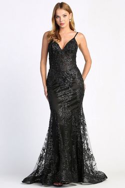 Style 3053N Adora Design Black Size 16 Mermaid Spaghetti Strap Straight Dress on Queenly