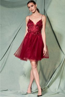 Style EF0023S Bicici & Coty Red Size 4 V Neck Sweetheart Burgundy Bicici And Coty Cocktail Dress on Queenly