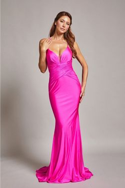 Style DA2216 Bicici & Coty Pink Size 12 Mermaid Black Tie Sweetheart Straight Dress on Queenly