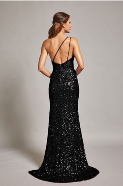 Style RD2313 Bicici & Coty Black Size 12 Tall Height Jersey Sequined Side slit Dress on Queenly