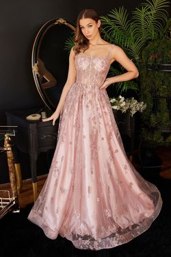 Style J840 La Divine Pink Size 4 Sheer Corset Print Straight A-line Dress on Queenly