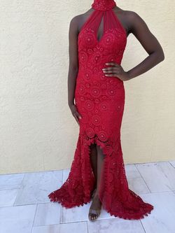 Sherri Hill Red Size 0 Floor Length Side slit Dress on Queenly