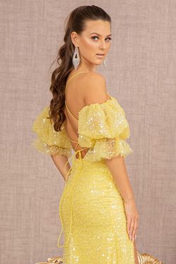 Style GL3155 GLS Collective  Yellow Size 4 Side Slit Sleeves Black Tie Mermaid Dress on Queenly