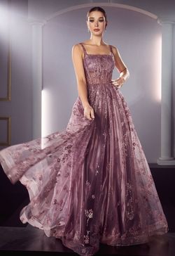 Style J840 La Divine Purple Size 6 Floral Corset A-line Dress on Queenly