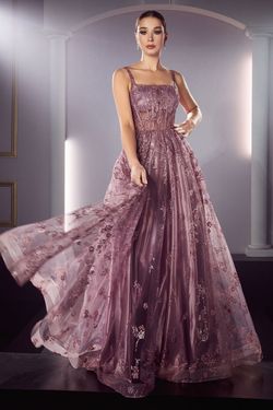 Style J840 La Divine Purple Size 8 Floor Length Sheer Straight Military A-line Dress on Queenly
