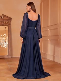 Style FSWD2271 Faeriesty Blue Size 4 Bridesmaid Square Neck Military Straight Dress on Queenly