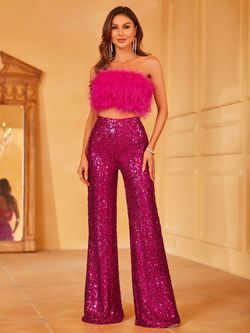 Style LAWU6002 Faeriesty Pink Size 12 Tall Height Polyester Floor Length Barbiecore Jumpsuit Dress on Queenly