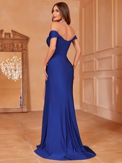 Style FSWD2062 Faeriesty Royal Blue Size 4 Polyester Jersey Straight Dress on Queenly