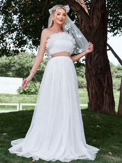 Style FSWU9030 Faeriesty White Size 0 Tall Height Sheer Polyester Engagement Straight Dress on Queenly