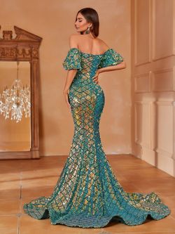 Style FSWD1482 Faeriesty Green Size 4 Prom Sequined Mermaid Dress on Queenly
