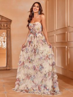 Style FSWD1718 Faeriesty Orange Size 4 Polyester Military Floor Length Straight Dress on Queenly
