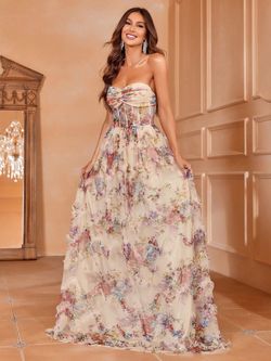Style FSWD1718 Faeriesty Orange Size 12 Floral Straight Dress on Queenly