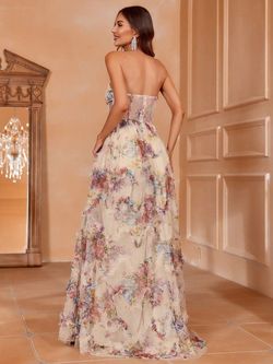 Style FSWD1718 Faeriesty Orange Size 16 Plus Size Bustier Floral Straight Dress on Queenly