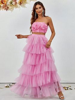 Style FSWU9024 Faeriesty Pink Size 0 Black Tie Floor Length Polyester Straight Dress on Queenly