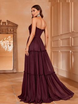 Style FSWD1787 Faeriesty Red Size 4 Fswd1787 Burgundy Black Tie Floor Length Straight Dress on Queenly