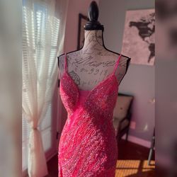 Style 04195 Jovani Hot Pink Size 6 Prom Barbiecore Mermaid Dress on Queenly