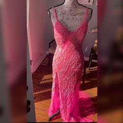 Style 04195 Jovani Pink Size 6 Floor Length Sequined Prom Mermaid Dress on Queenly