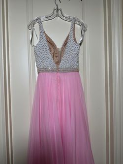 Sherri Hill Pink Size 2 Plunge Medium Height Straight Dress on Queenly