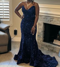 Style 2959 Colors Blue Size 6 Prom Pageant Strapless Mermaid Dress on Queenly