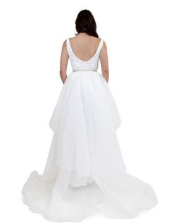 Style 8002 Marc Defang White Size 6 Engagement Floor Length Straight Dress on Queenly