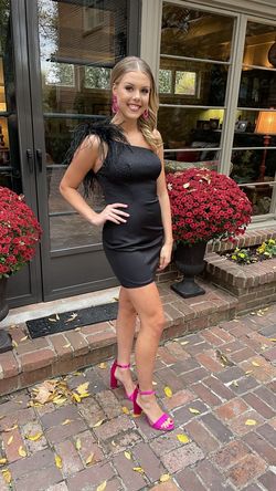 Sherri Hill Black Size 4 Homecoming One Shoulder Cocktail Dress on Queenly
