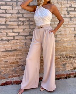 Style 1-1375867077-3906 line and dot Nude Size 0 Tall Height Ivory Jumpsuit Dress on Queenly